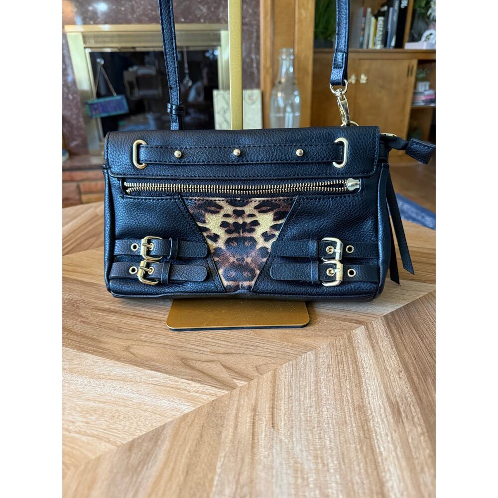 JOE'S JEANS Evelyn Convertible Leopard Black Crossbody Purse - Picture 6 of 7